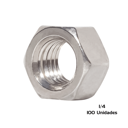 Porca Sextavada 1/4 Inox 20 UNC Polegadas 100 Und