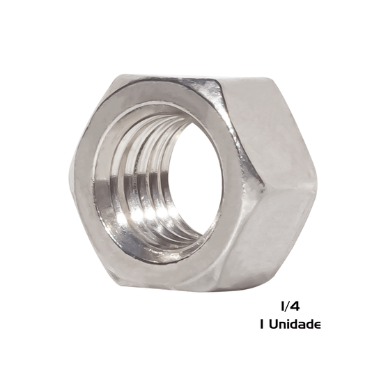 Porca Sextavada 1/4 Inox 20 Unc Polegadas