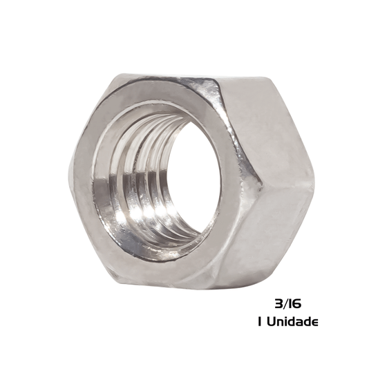 Porca Sextavada 3/16 Inox 24 Unc Polegadas