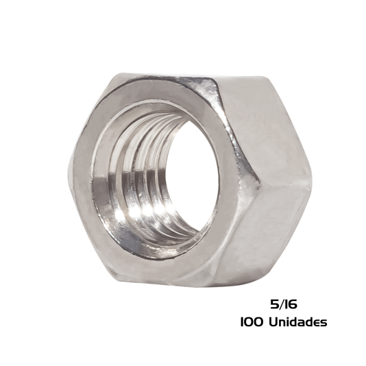 Porca Sextavada Inox Rosca UNC 5/16 Polegadas 100 Und