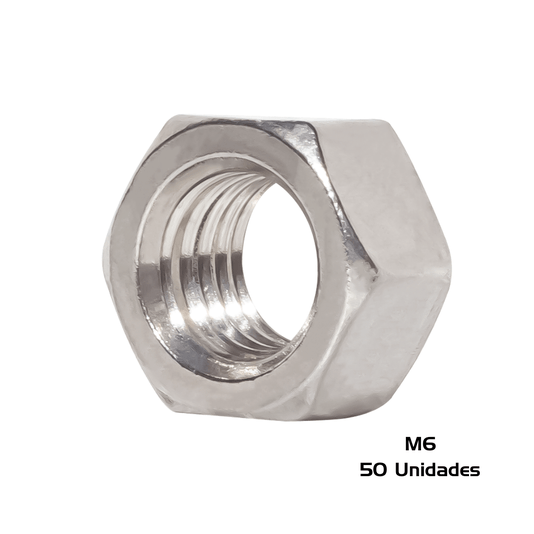 Porca Sextavada M6 Inox MA 1,0 Rosca Grossa 50 Unidade