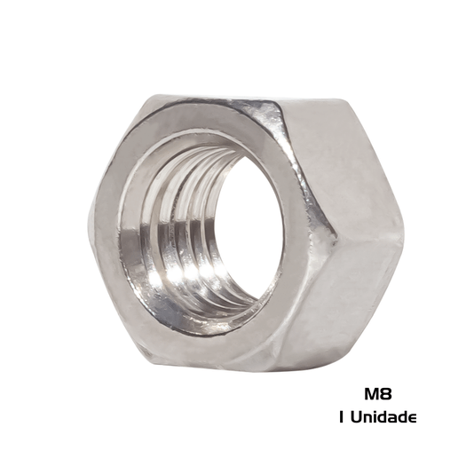 Porca Sextavada M8 Inox Ma 1.25 Rosca Grossa