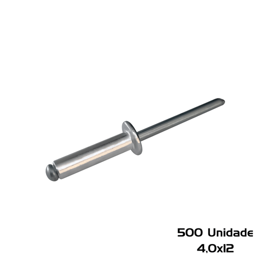 Rebite Repuxo 4,0 X 12 Aluminio Natural 500 Unidade