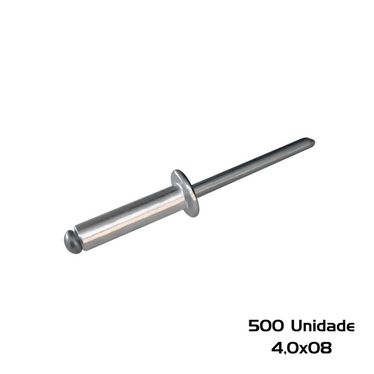 Rebite Repuxo 4,0 X 8 Aluminio Natural 500 Unidade