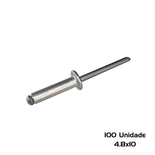 Rebite Repuxo 4,8 X 10 Aluminio Natural 100 Unidade