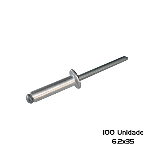 Rebite Repuxo 6,2 X 35 Aluminio Natural 100 Unidade