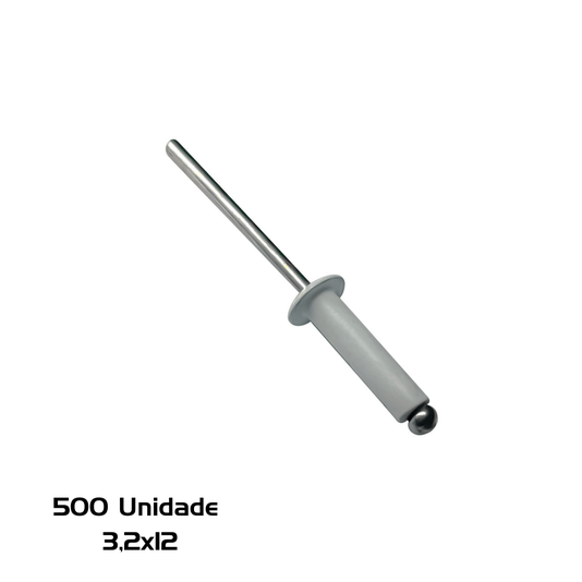 Rebite Repuxo Branco 3,2 X 12 Alumínio 500 Unidade