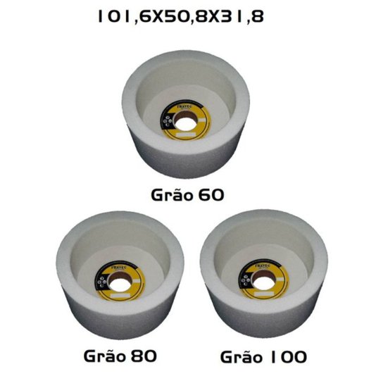 Rebolo Copo Reto Branco 101,6x50,8x31,8 Grão 60 80 100 3 Und