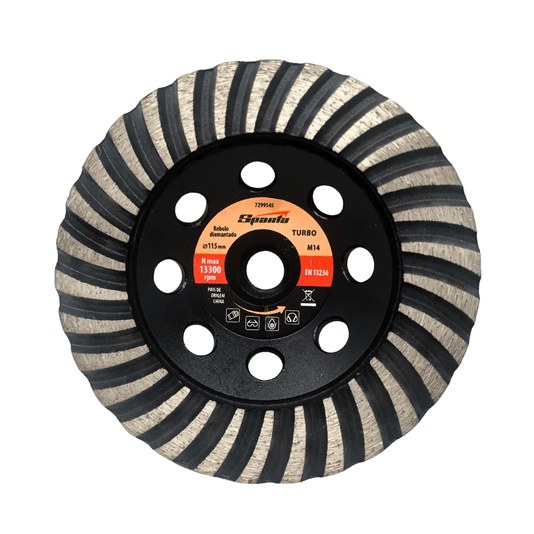 Rebolo Diamantado 115mm Turbo para Desbaste Rosca M14 Sparta