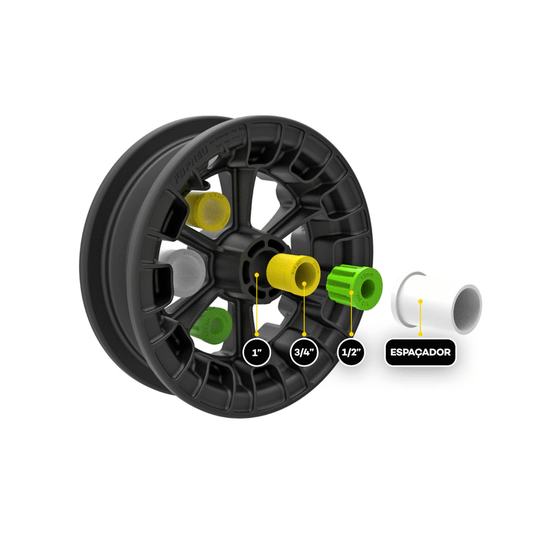 Roda Completa para Carrinho com Eixo 1 Polegada 3,25 X 8 Fb