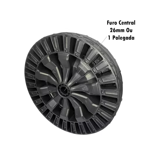 Roda Maciça para Betoneira 330mm com Eixo 43mm e 1 Pol. Fb