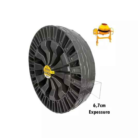 Roda Maciça para Betoneira 330mm com Eixo 43mm e 1 Pol. Fb