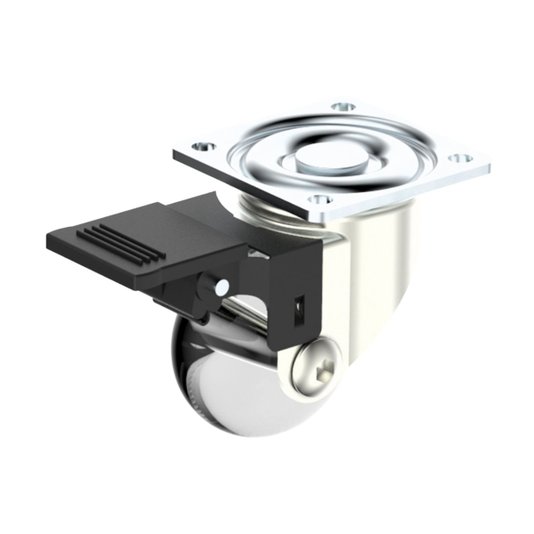 Rodinha Giratoria Silicone 35mm Trava Placa 12 Und