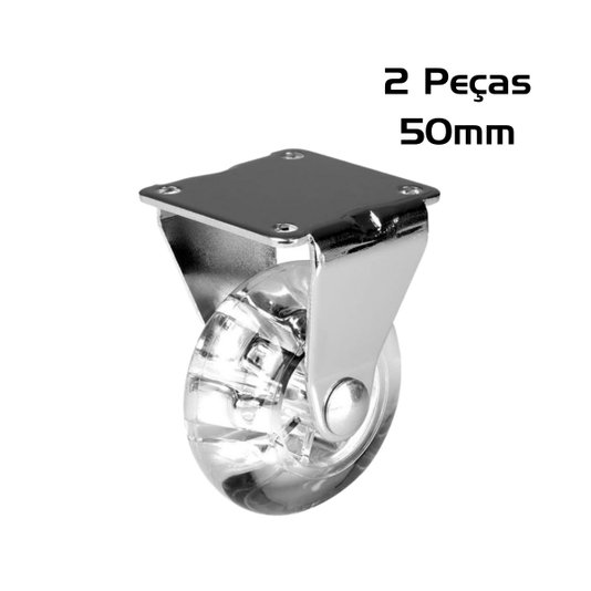 Rodizio Fixo Gel Silicone Roda Rodinha 50mm Placa 2 Und