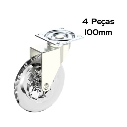 Rodizio Giratorio Silicone 100mm Placa 4 Und