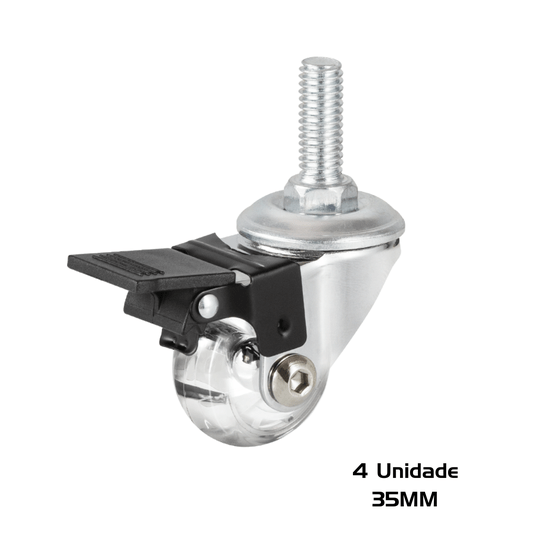 Rodizio Giratorio Silicone 35mm Trava e Pino 4 Unidade