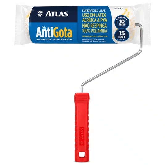 Rolo de Lã Anti Respingo 15cm Cabo Atlas Látex Acrílica Pva