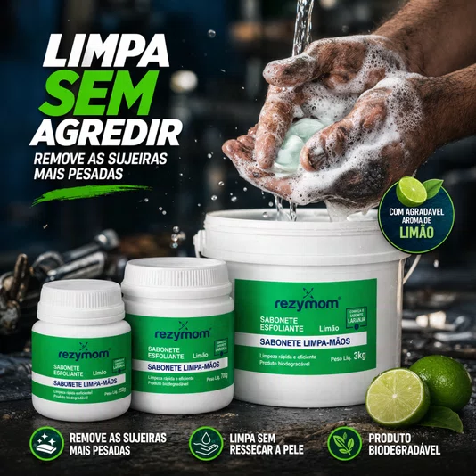 Sabonete Esfoliante Limpa Mãos Limão 250g Rezymom