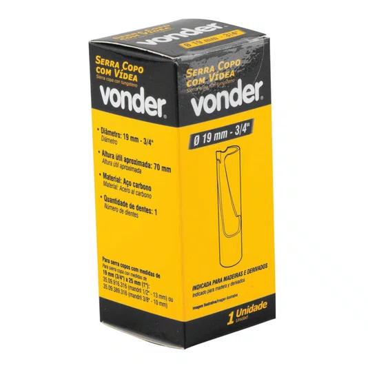 Serra Copo com Vídea para Madeira 19mm 3/4 Polegada Vonder