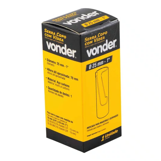Serra Copo com Vídea para Madeira 25mm 1 Polegada Vonder