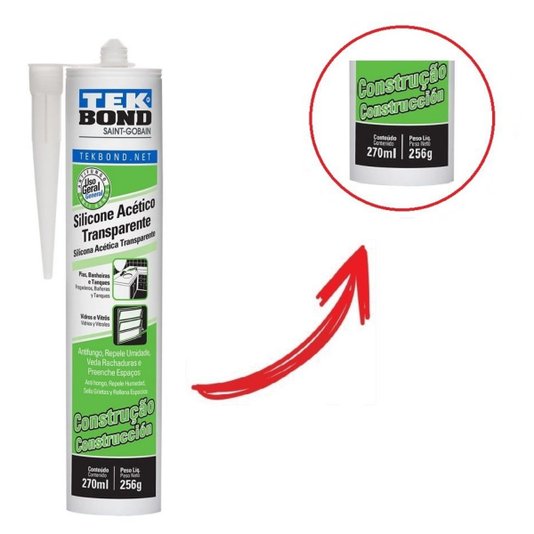 Silicone Transparente Acético Incolor 256g Tekbond 5 Und