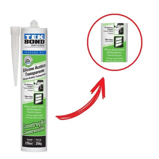 Silicone Transparente Acético Incolor 256g Tekbond 5 Und