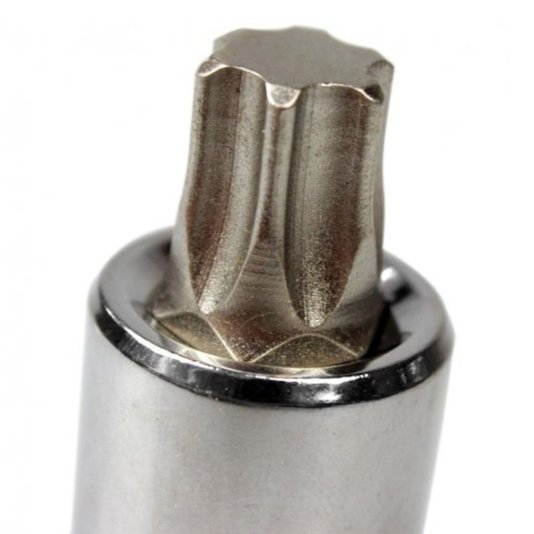 Soquete Bit Torx Hexalobular Curto T45 com Encaixe 1/2 Pol Sata