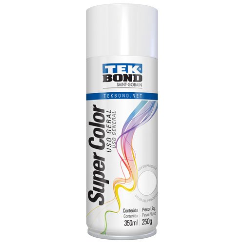 Tinta Spray Branco Brilhante Uso Geral 350ml 250g - Tekbond