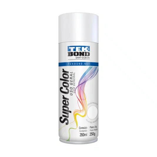 Tinta Spray Branco Brilhante Uso Geral 350ml 250g - Tekbond
