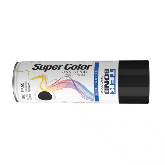 Tinta Spray Preto Brilhante Uso Geral 350ml 250g - Tekbond