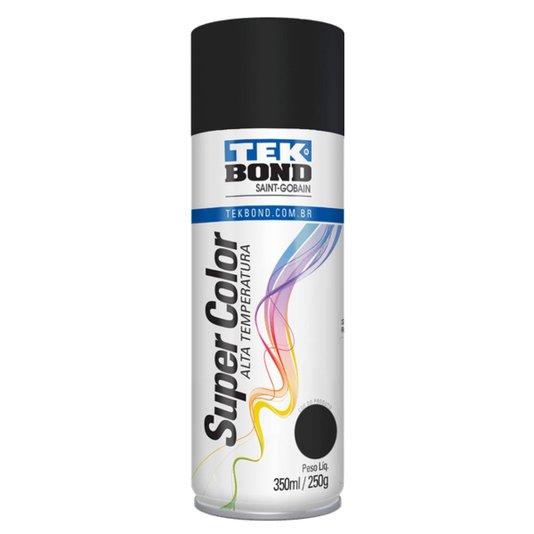 Tinta Spray Preto Fosco Alta Temperatura 350ml - Tekbond