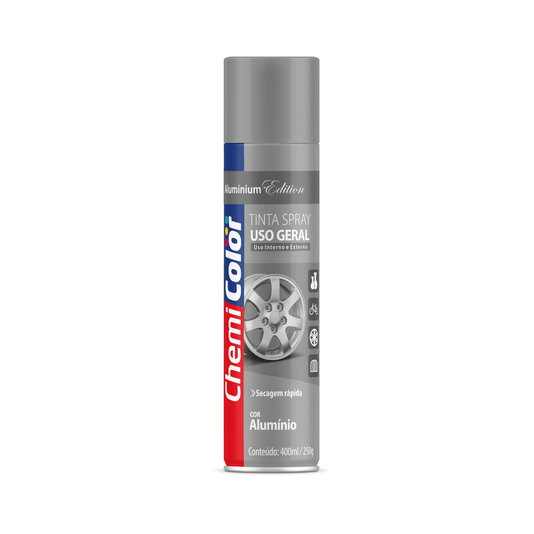 Tinta Spray Uso Geral Alumínio 400ml Chemicolor
