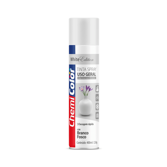 Tinta Spray Uso Geral Branco Fosco 400ml Chemicolor