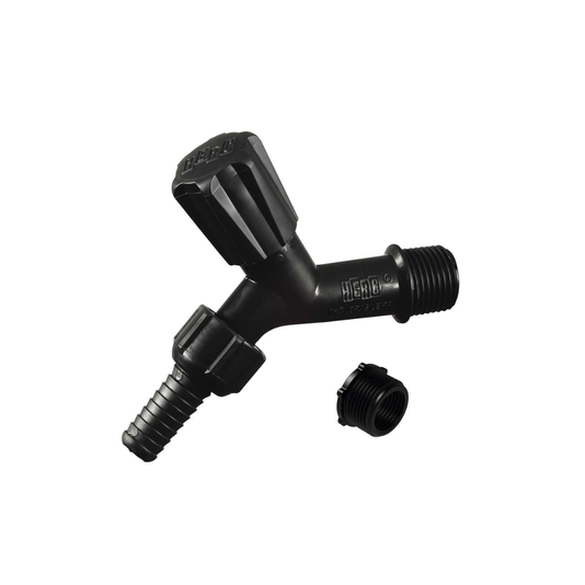 Torneira Plástica para Jardim Preta Rosca 1/2 com Adaptador 3/4 Herc