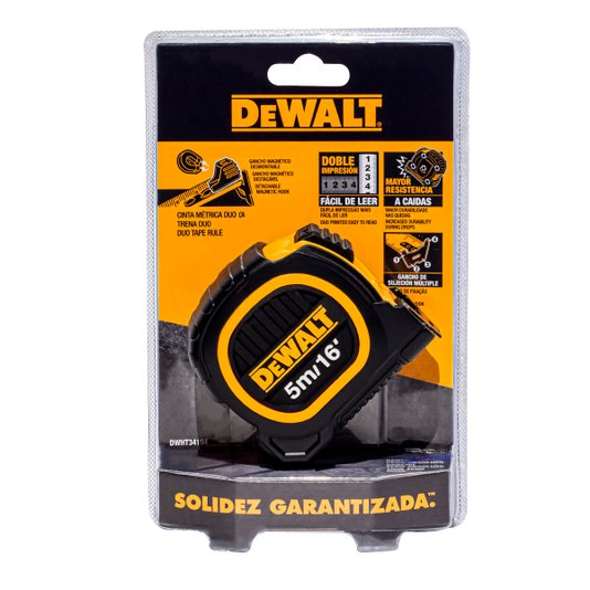 Trena 5 Metros Emborrachada Duo Manual Dwht34194l Dewalt