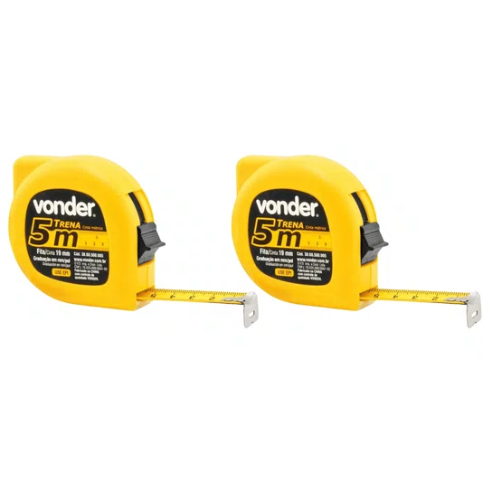 Trena de Aço 5m X 19mm Aço Trava Vonder Kit 2 Unidades