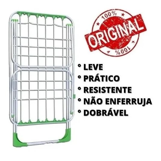 Varal de Chão Aluminio com Abas Dobrável Retrátil Grande