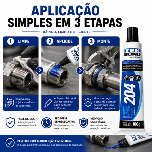 Vedante Liquido Tekbond 204 para Flanges Juntas Roscas 100g