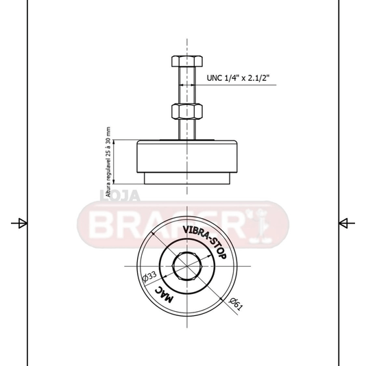 Vibra Stop Amortecedor Mac 1/4 X 62mm 200- 800 Kg