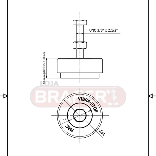 Vibra Stop Amortecedor Mac 3/8 X 62mm 200- 800 Kg