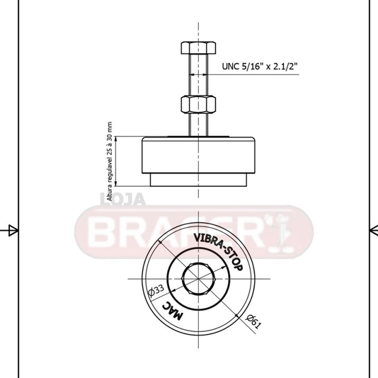 Vibra Stop Amortecedor Mac 5/16 X 62mm 200- 800 Kg