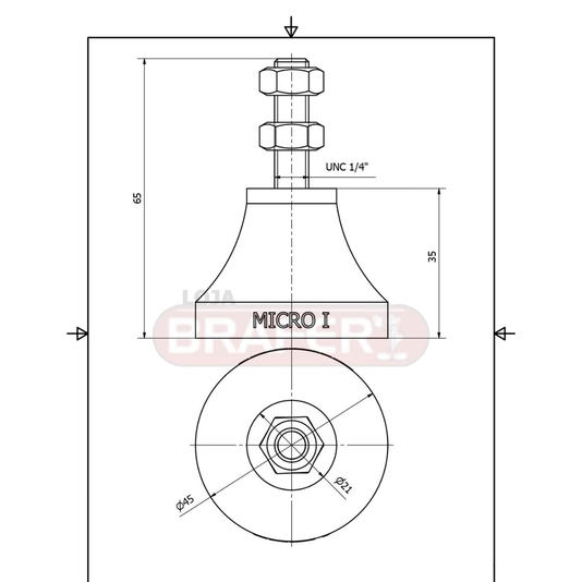 Vibra Stop Amortecedor Micro I 1/4 X 45mm 50-200 Kg