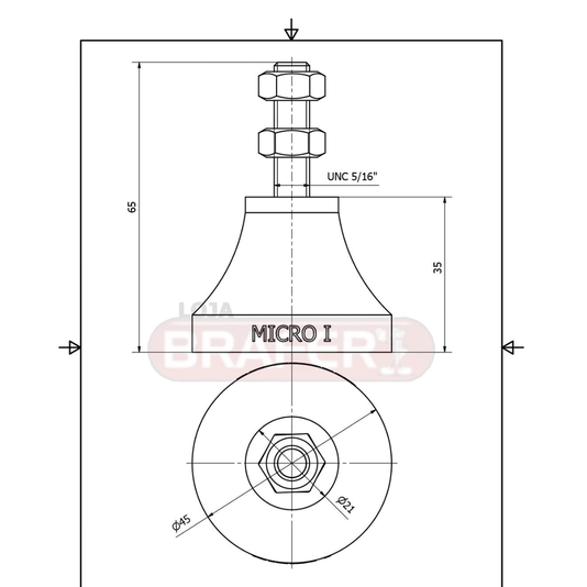 Vibra Stop Amortecedor Micro I 5/16 X 45mm 50-200 Kg