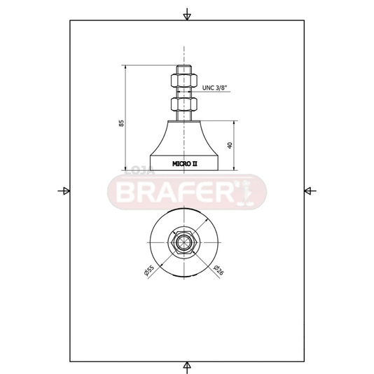 Vibra Stop Amortecedor Micro Ii 3/8 X 55mm 50-200 Kg