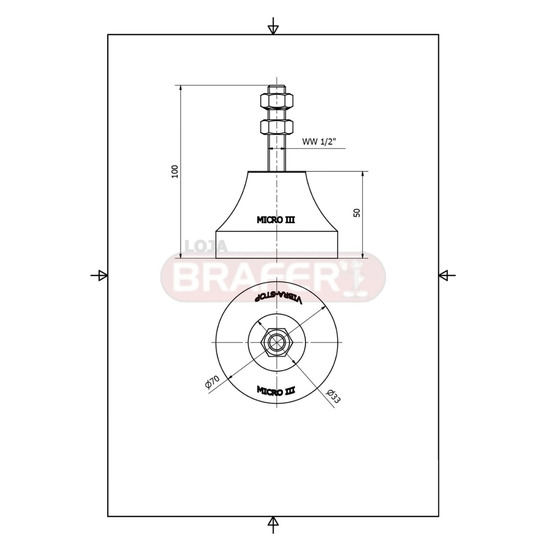 Vibra Stop Amortecedor Micro Iii 1/2 X 70mm 100-400 Kg