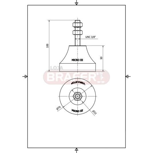 Vibra Stop Amortecedor Micro Iii 3/8 X 70mm 100-400 Kg