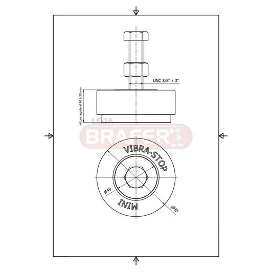 Vibra Stop Amortecedor Mini 3/8 X 90mm 500-2000 Kg