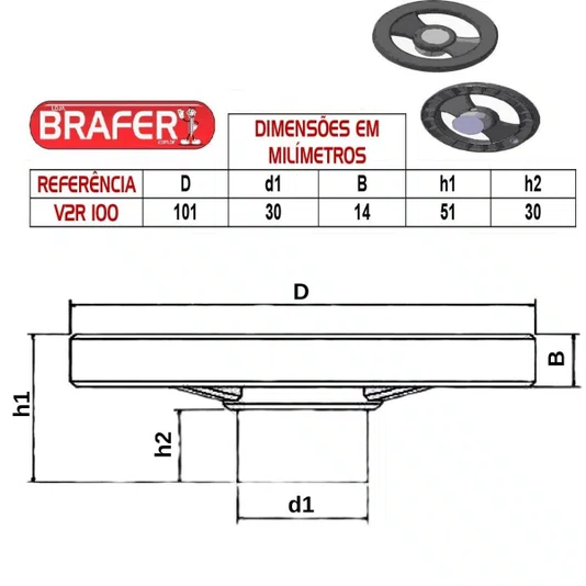 Volante 100mm 2 Raios Cubo Zamak V2r 100