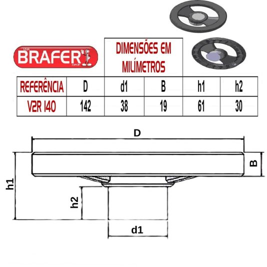 Volante 140mm 2 Raios Cubo em Ferro Fundido V2r 140