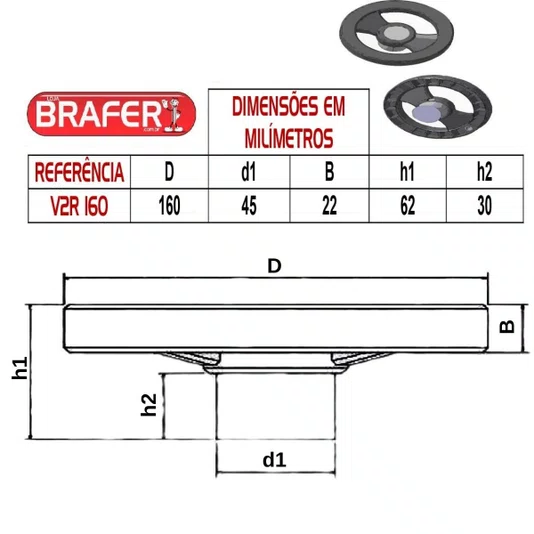 Volante 160mm 2 Raios Cubo Zamak V2r 160